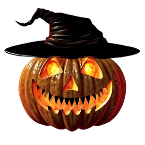 Scary Pumpkin With Witch Hat PNG Emv58 PNG