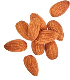 Scattered Almonds Isolated Background