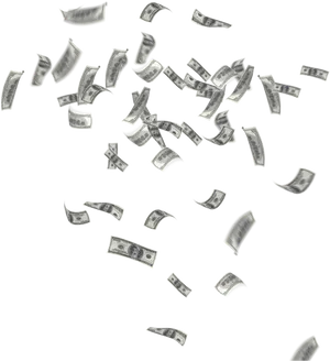 Scattered Dollar Bills Flying PNG image