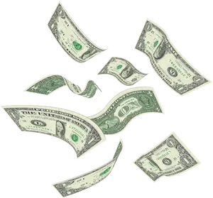 Scattered Flying Dollar Bills PNG image