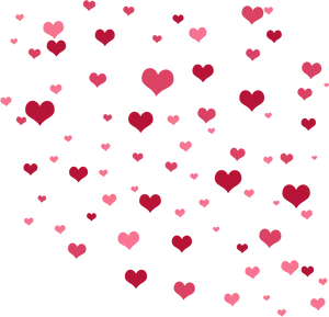 Scattered Hearts Pattern Black Background PNG image