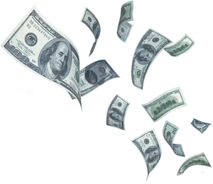 Scattered_ U S_ Dollars_ Flying_ Transparent_ Background PNG image