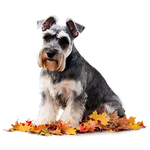 Schnauzer In Autumn Leaves Png Tdt PNG image