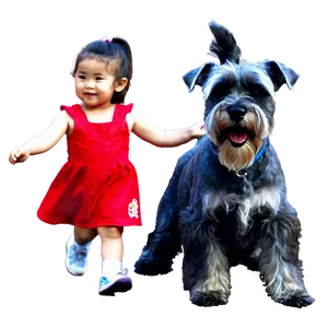 Schnauzer With Kids PNG Xkw22