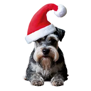 Schnauzer With Santa Hat PNG 64