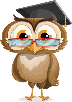 Scholarly Owl Cartoon Character PNG image