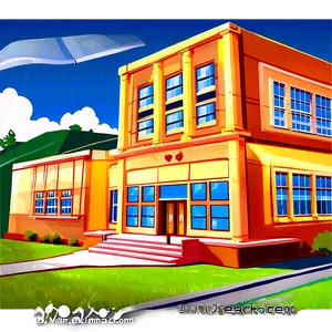 School Building Cartoon PNG 05232024