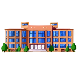 School Building Cartoon PNG Yre