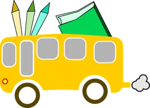 School Bus Cartoon Illustration PNG image