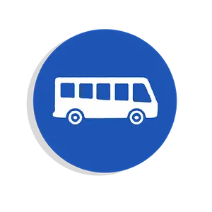 School Bus Icon Blue Background