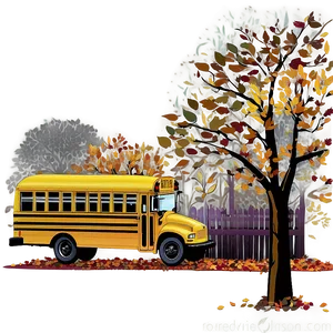 School Bus In Autumn Png Oxc84 PNG image