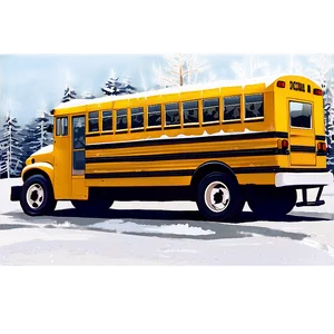School Bus In Winter Scene Png Dya PNG image