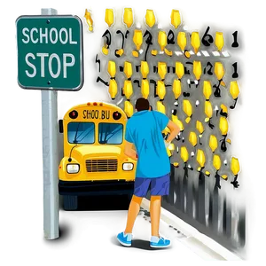 School Bus Stop Sign Extended Png Jmg PNG image