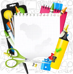 School Supplies Blackboard Background PNG