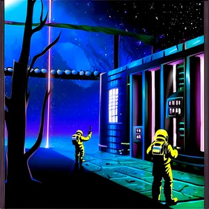 Science Fiction Scene Drawing PNG Ybk85