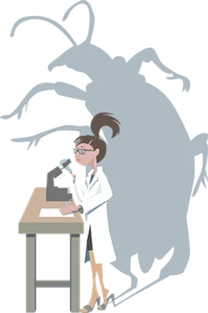 Scientist Examining Insect Shadow PNG image