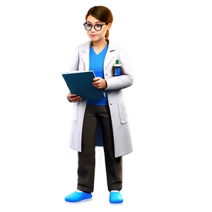 Scientist Girl Cartoon PNG Gro