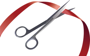 Scissors Cutting Ribbon PNG