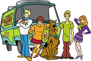 Scooby Doo Mystery Machineand Gang PNG image