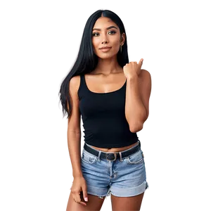 Scoop Neck Black Tank Top PNG 06282024 PNG