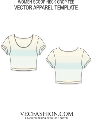 Scoop Neck Crop Top Template Vector PNG