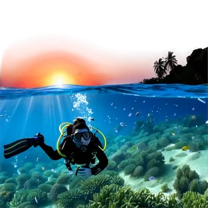 Scuba Diving At Sunset Png Jdn97 PNG image