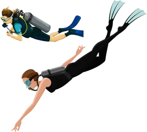 Scuba Divingand Free Diving Illustration PNG image
