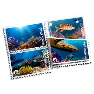 Sea Life Postage Stamp Collection PNG Tuj PNG