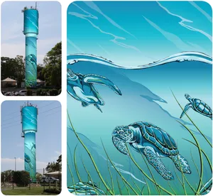 Sea Turtle Water Tower Artwork