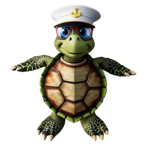 Sea Turtle With Sailor Hat Cartoon PNG Kjo45 PNG