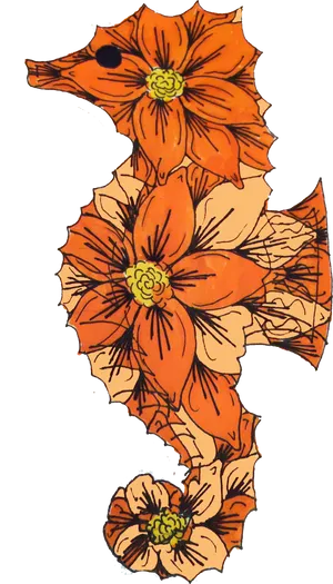 Seahorse Floral Illustration