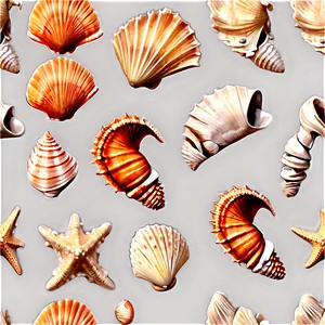 Seashells Seamless Pattern PNG 06132024 PNG