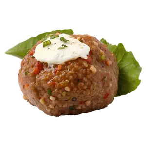 Seasoned Meatballwith Sauceand Cream PNG image