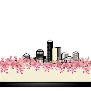 Seattle Skyline And Cherry Blossoms PNG 06252024
