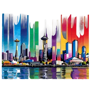 Seattle Skyline And Historic Piers Png 06252024 PNG image