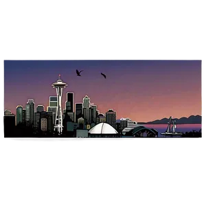 Seattle Skyline At Twilight PNG 06252024
