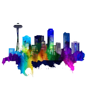 Seattle Skyline In Watercolor Png 06252024 PNG image