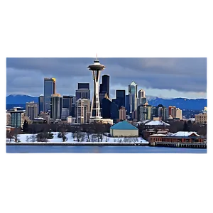 Seattle Skyline In Winter PNG Rnf