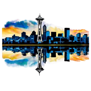Seattle Skyline Reflection In Water PNG 84