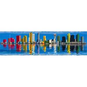 Seattle Skyline Reflection In Water Png Ire50 PNG image