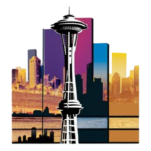 Seattle Skyline Silhouette PNG Iin