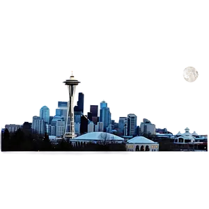 Seattle Skyline With Full Moon PNG 98