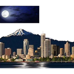 Seattle Skyline With Full Moon PNG Gon PNG