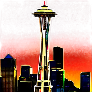 Seattle Skyline With Glowing Sunset PNG 06252024