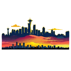 Seattle Skyline With Glowing Sunset PNG 45