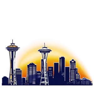 Seattle Skyline With Glowing Sunset Png 78 PNG image