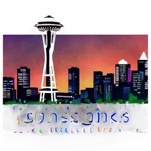 Seattle Skyline With Glowing Sunset PNG 84 PNG