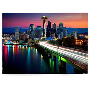 Seattle Skyline With Light Trails PNG 51 PNG