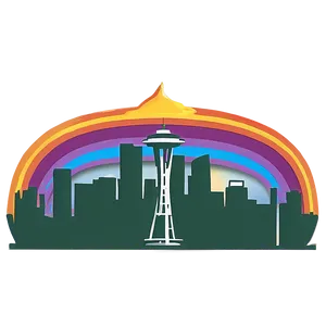 Seattle Skyline With Rainbow Png 06252024 PNG image