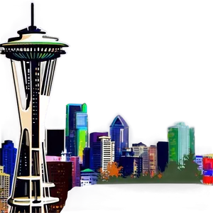 Seattle Skyline With Space Needle Png Aef PNG image